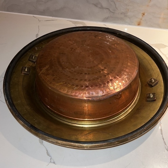 16.5” BRASS AND COPPER BRAZIER BOWL PLANTER VESSEL - Picture 7 of 10